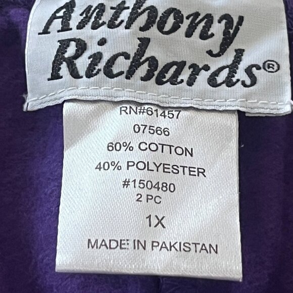 Anthony Richards Womens Pants Size 1X‎ Purple Jersey Pull On Stretch Straight - Picture 8 of 8